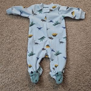Carter's Blue Dinosaur Print Fleece Footie Pajamas